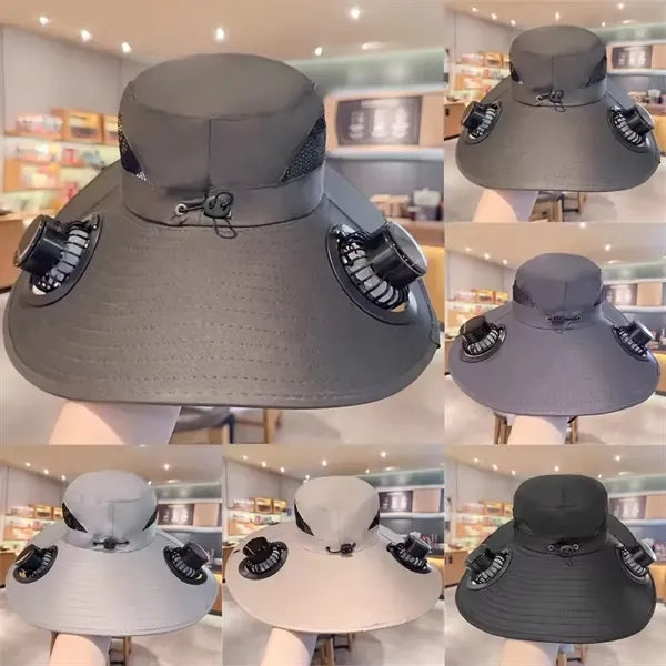 Wide Brim Solar-Powered Fan Hat