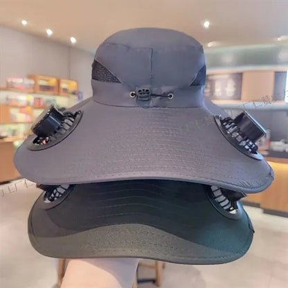Wide Brim Solar-Powered Fan Hat