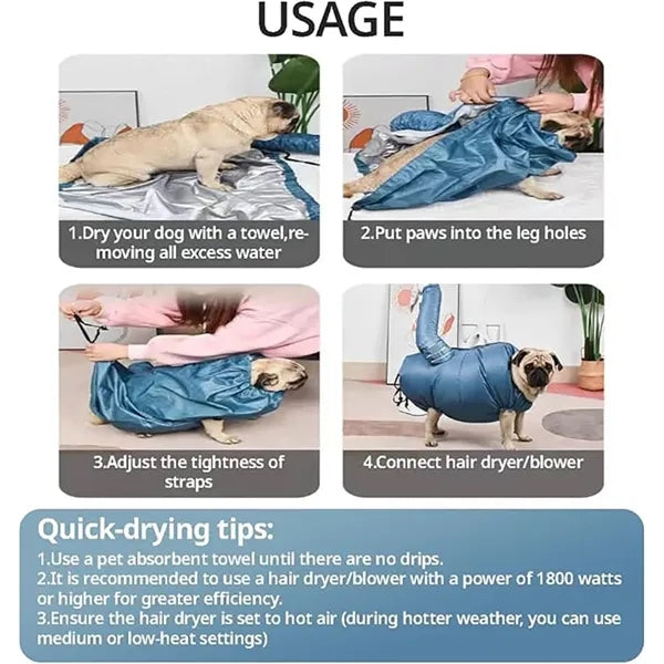Hands Free Pet Drying Bag