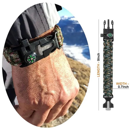 Paracord Bracelet with cutter blade & compass