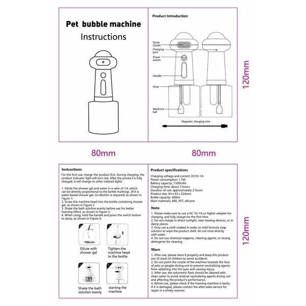 Pet Bath Foam Dispenser