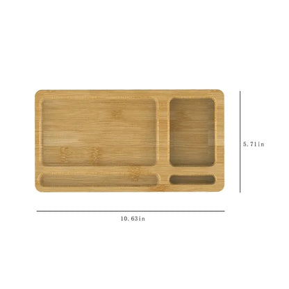2 In 1 Bamboo Wireless Charger Storage Tray Desk Organizer