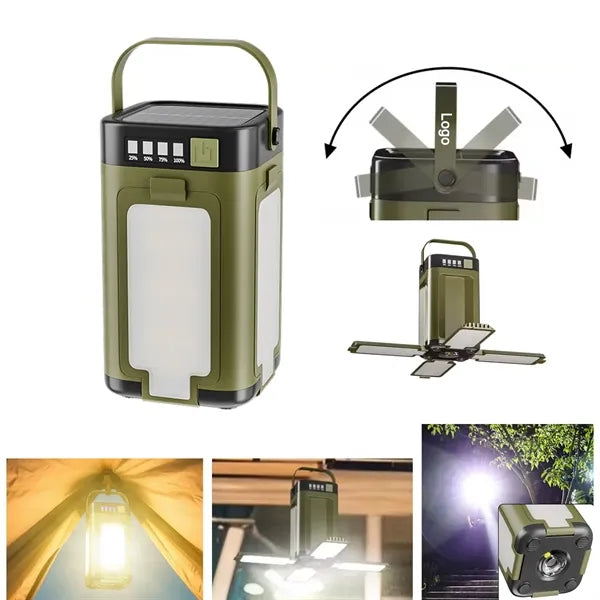 Collapsible Waterproof Solar Camping Lantern with Flashlight