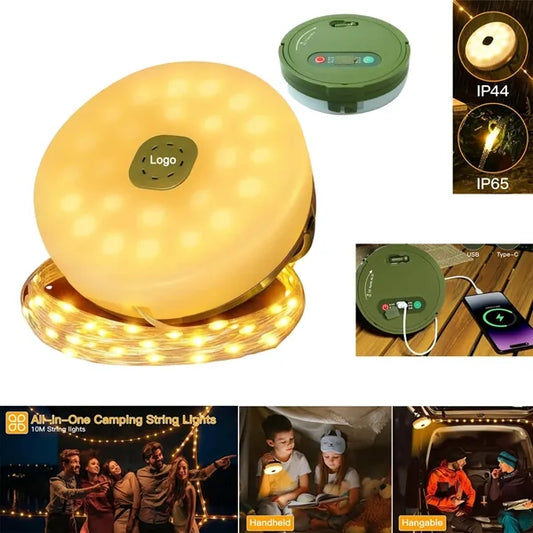 2 in 1 Waterproof Camping String Lights with 8 Modes