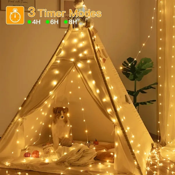 2 in 1 Waterproof Camping String Lights with 8 Modes