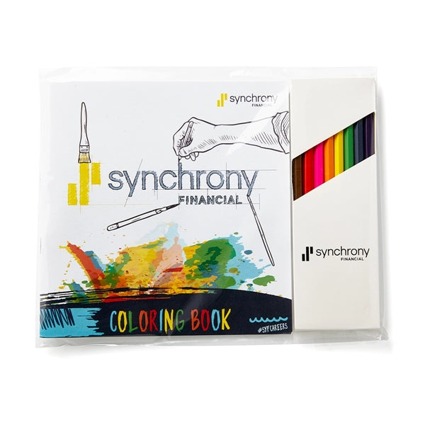 Custom Cover 7" Adult Coloring Book & 8-Color Pencil Set