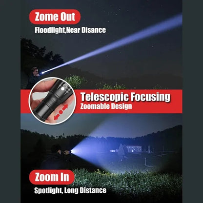 Waterproof Zoomable Bright Tactical Flashlight with 5 Modes