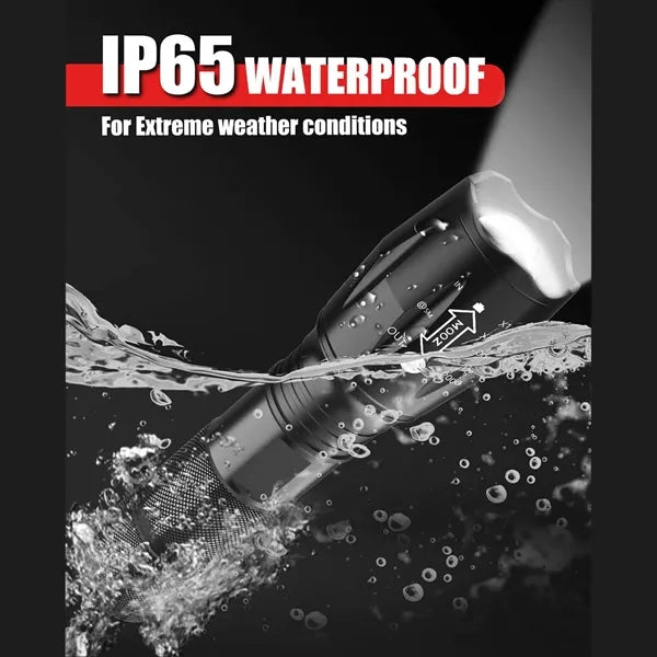 Waterproof Zoomable Bright Tactical Flashlight with 5 Modes