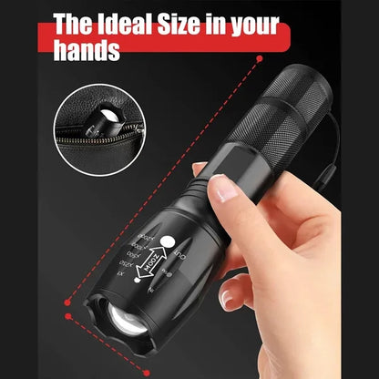 Waterproof Zoomable Bright Tactical Flashlight with 5 Modes