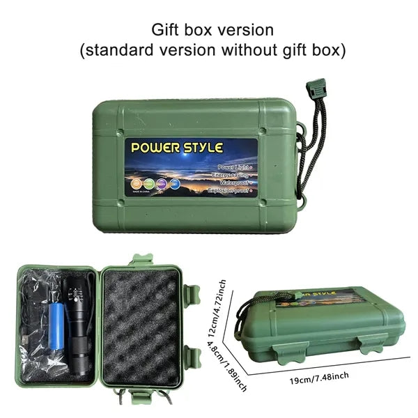 Waterproof Zoomable Bright Tactical Flashlight with 5 Modes