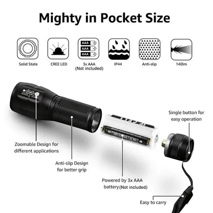 High Lumens LED Tactical Flashlight with Adjustable Focus