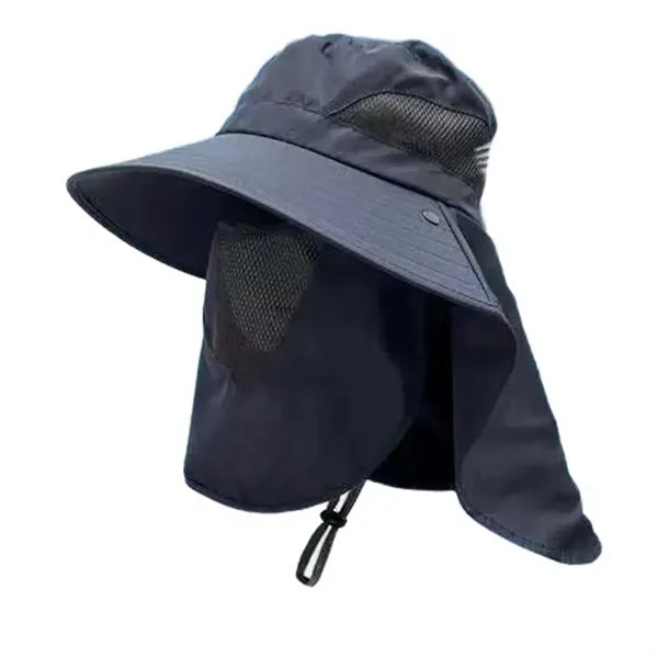 Bucket Hat with Detachable Front Cover and Extended Shawl