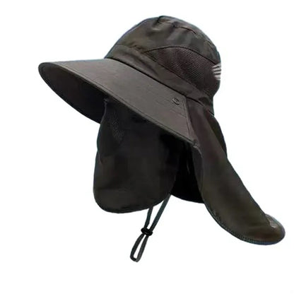 Bucket Hat with Detachable Front Cover and Extended Shawl