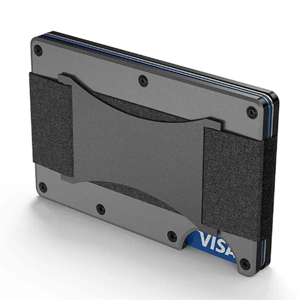 Convenience RFID-block Aluminum Wallet with Elastic Strap