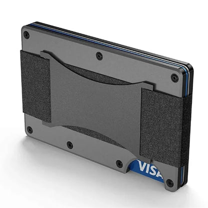 Convenience RFID-block Aluminum Wallet with Elastic Strap