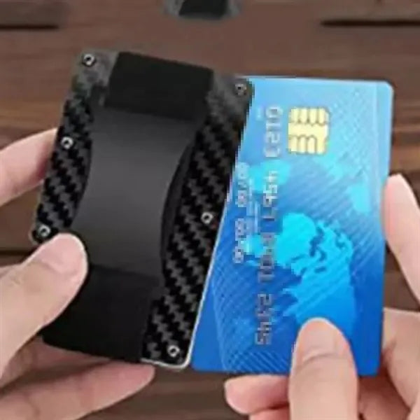 Convenience RFID-block Aluminum Wallet with Elastic Strap