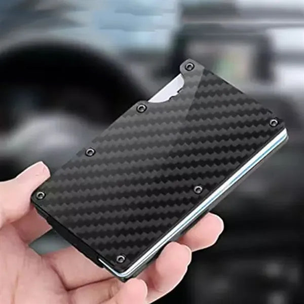 Convenience RFID-block Aluminum Wallet with Elastic Strap