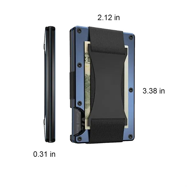 Convenience RFID-block Aluminum Wallet with Elastic Strap