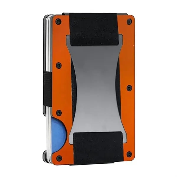 Convenience RFID-block Aluminum Wallet with Elastic Strap