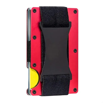 Convenience RFID-block Aluminum Wallet with Elastic Strap