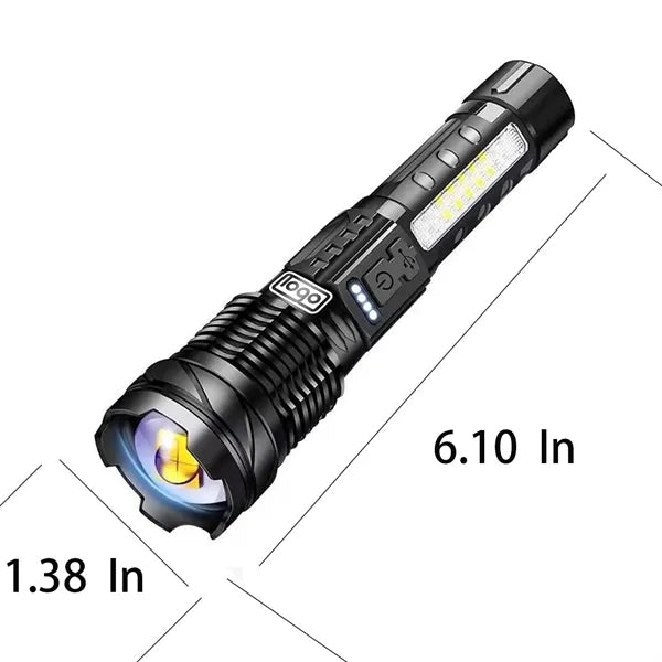USB-C Waterproof Tactical COB Zoom Flashlight for Outdoors
