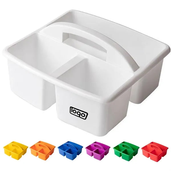 3 Compartments Plastic Storage Caddy w/ Carrying Handle