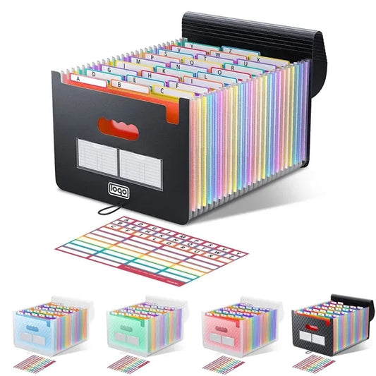 26 Pockets Accordion File Organizer w/ Colorful Tabs