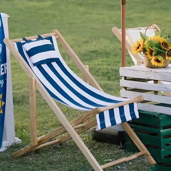 Foldable Wooden Beach Deck Chair Lounger