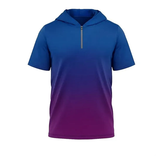 Short Sleeve Hooded Quarter Zip T Shirt Upf Microfiber