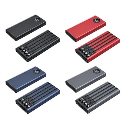 Slim Power Bank with Integrated Charging Cables