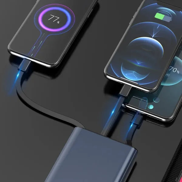 Slim Power Bank with Integrated Charging Cables