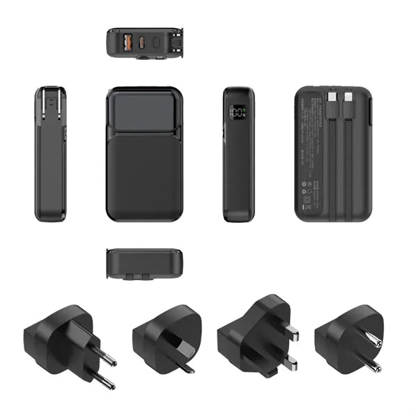 Compact Wall Charger with Integrated USB Cables