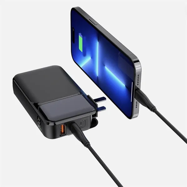 Compact Wall Charger with Integrated USB Cables