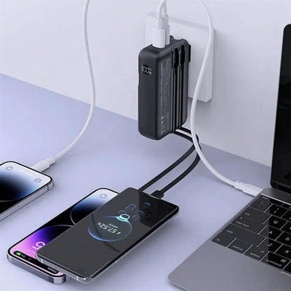Compact Wall Charger with Integrated USB Cables