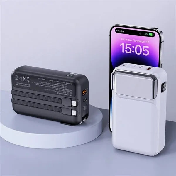 Compact Wall Charger with Integrated USB Cables