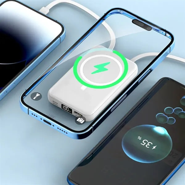 Wireless Power Bank with Integrated Cables