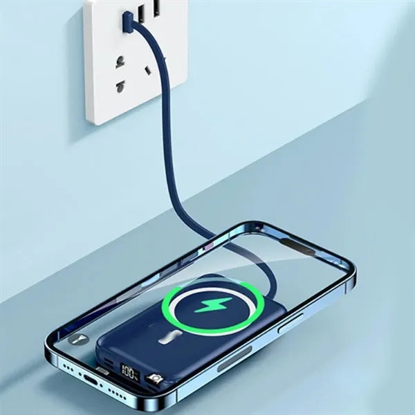 Wireless Power Bank with Integrated Cables