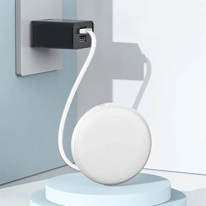 Round Portable Power Bank with Built-in Cables