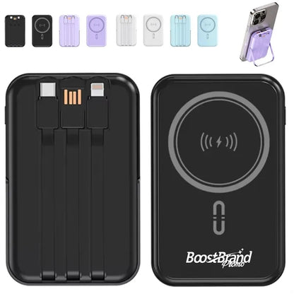Wireless Portable Charger with Integrated Cables