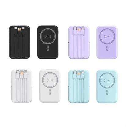 Wireless Portable Charger with Integrated Cables
