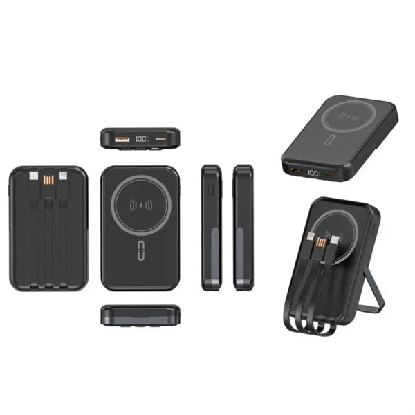 Wireless Portable Charger with Integrated Cables