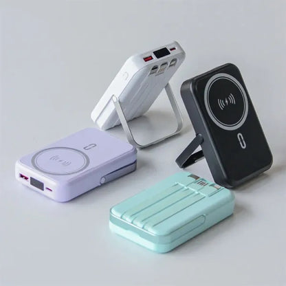 Wireless Portable Charger with Integrated Cables