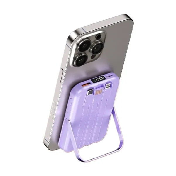 Wireless Portable Charger with Integrated Cables
