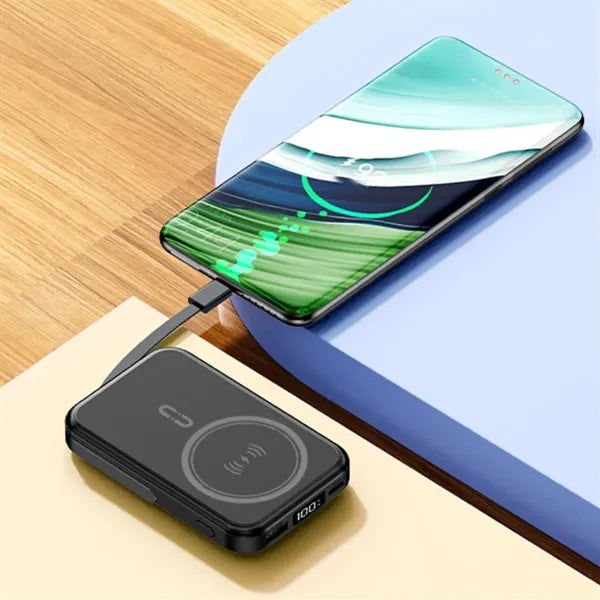 Wireless Portable Charger with Integrated Cables