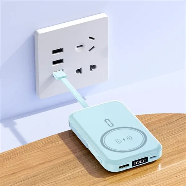 Wireless Portable Charger with Integrated Cables