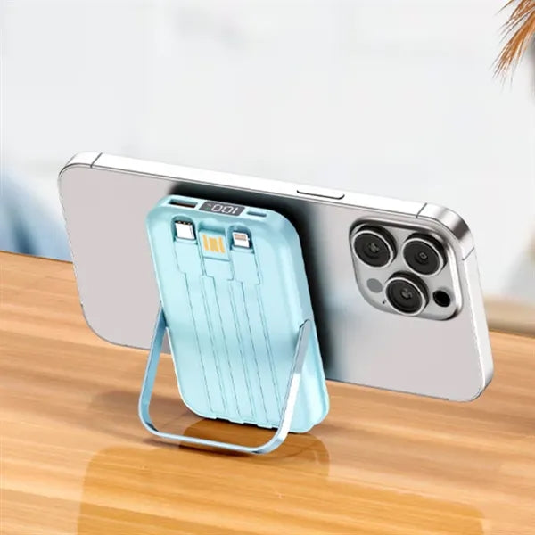 Wireless Portable Charger with Integrated Cables
