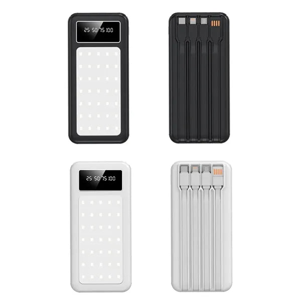 Multi-Function Power Bank with LED Light & Cables