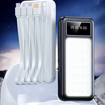 Multi-Function Power Bank with LED Light & Cables