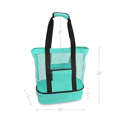 Mesh Top Beach Tote Bag with Cooler Compartment