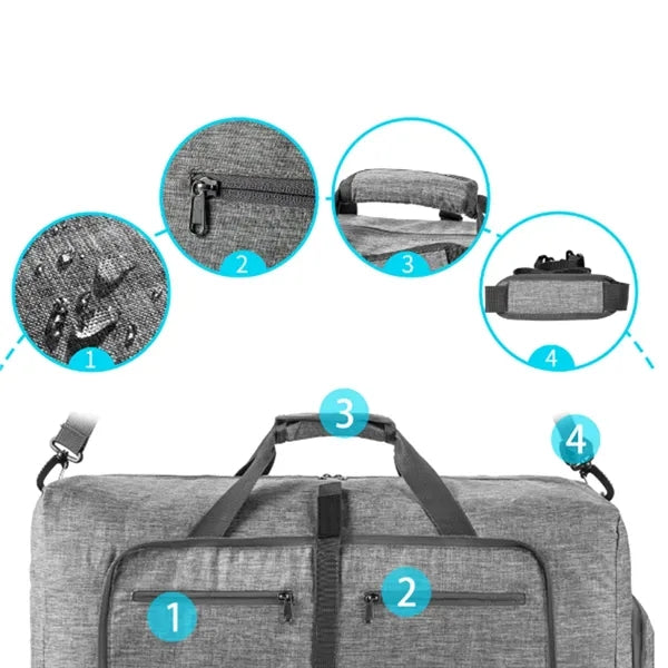 Large Foldable Travel Duffel Bag with Pouch